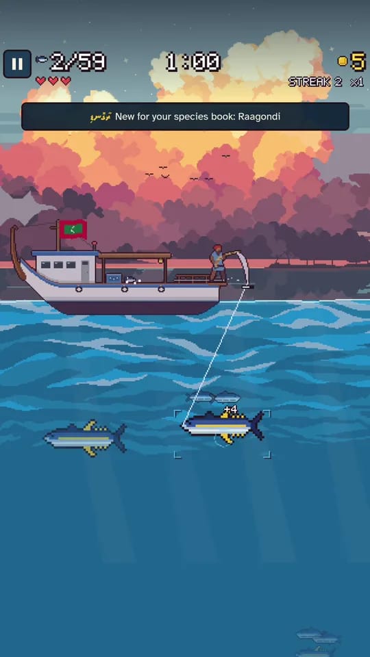 A tuna on the line at sunset, a new species for the book