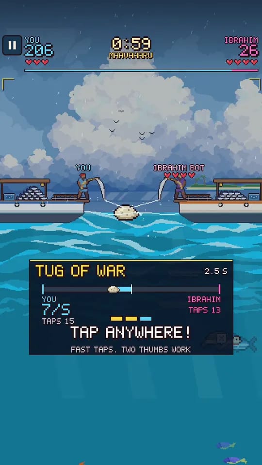 A tug of war between two boats over a lump of maavaharu